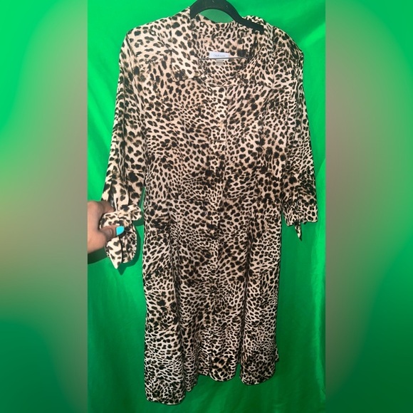 Calvin Klein Leopard Print Women's Dress size 12- MISSING BELT - Picture 2 of 8